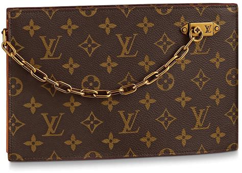 louis vuitton clutch with gold chain